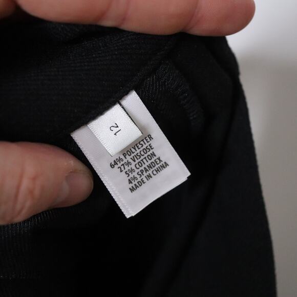 ST JOHN NEW High Rise Zipped Pocket Trousers Tapered Ponte Knit BlackWomen's 12 - Picture 8 of 9